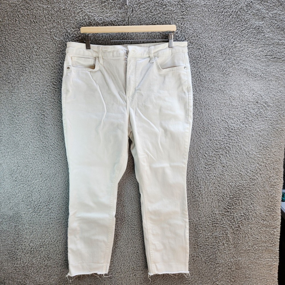 Lauren Conrad Jeans Womens 18 (Fits 35x25.5) White Denim Stretch Raw Hems